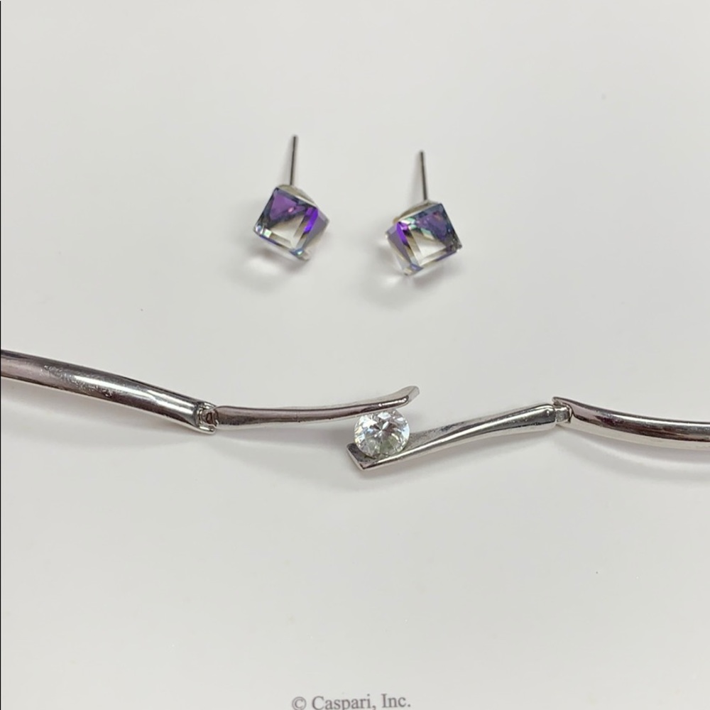 4/$19🔥Hologram earrings + silver bracelet bundle